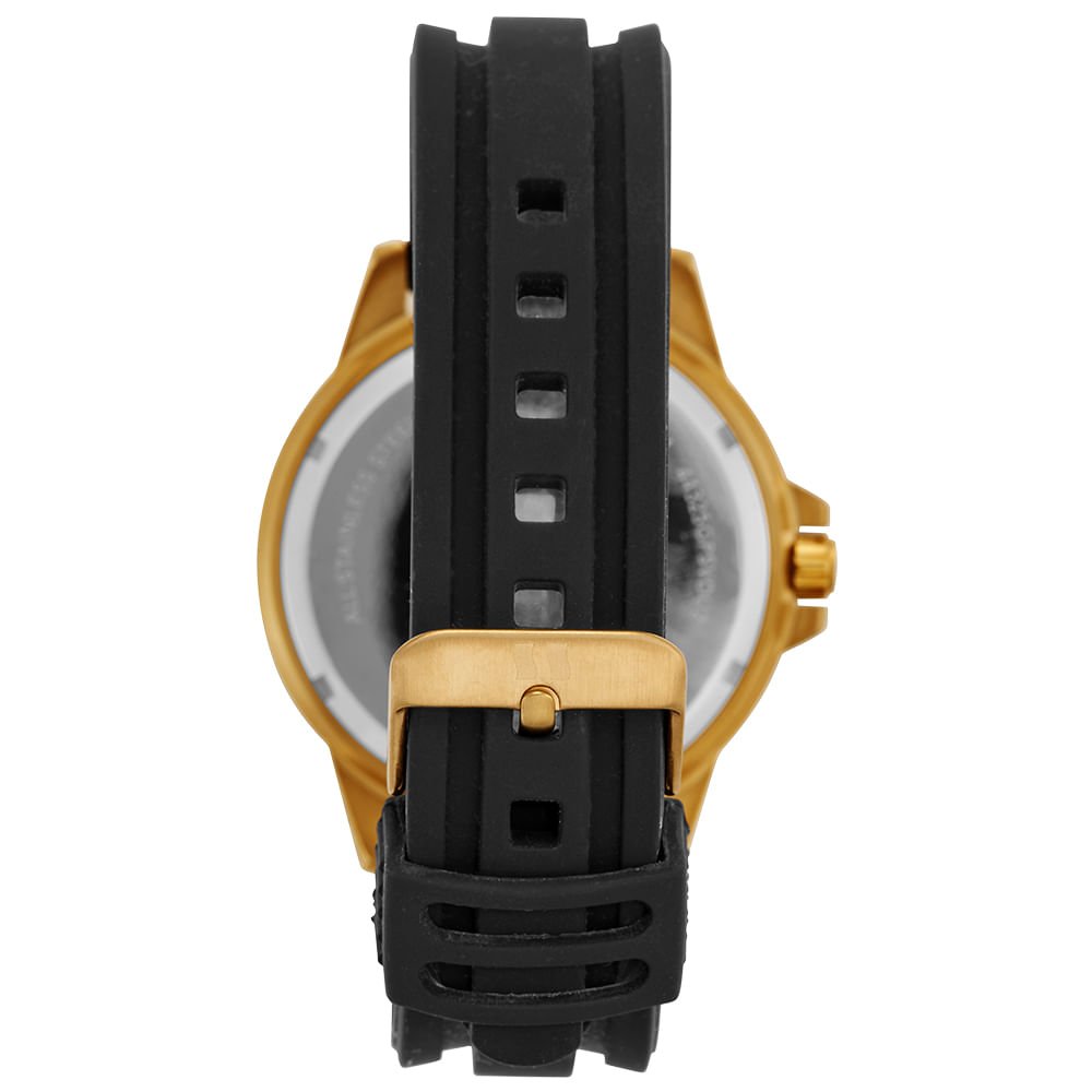 Relógio Masculino Calendário Azul Pulseira Silicone Dourado/Azul 3