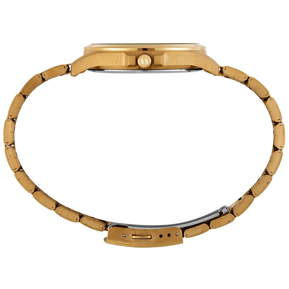 Relógio Masculino Clássico Preto Dourado Aço Dourado 2
