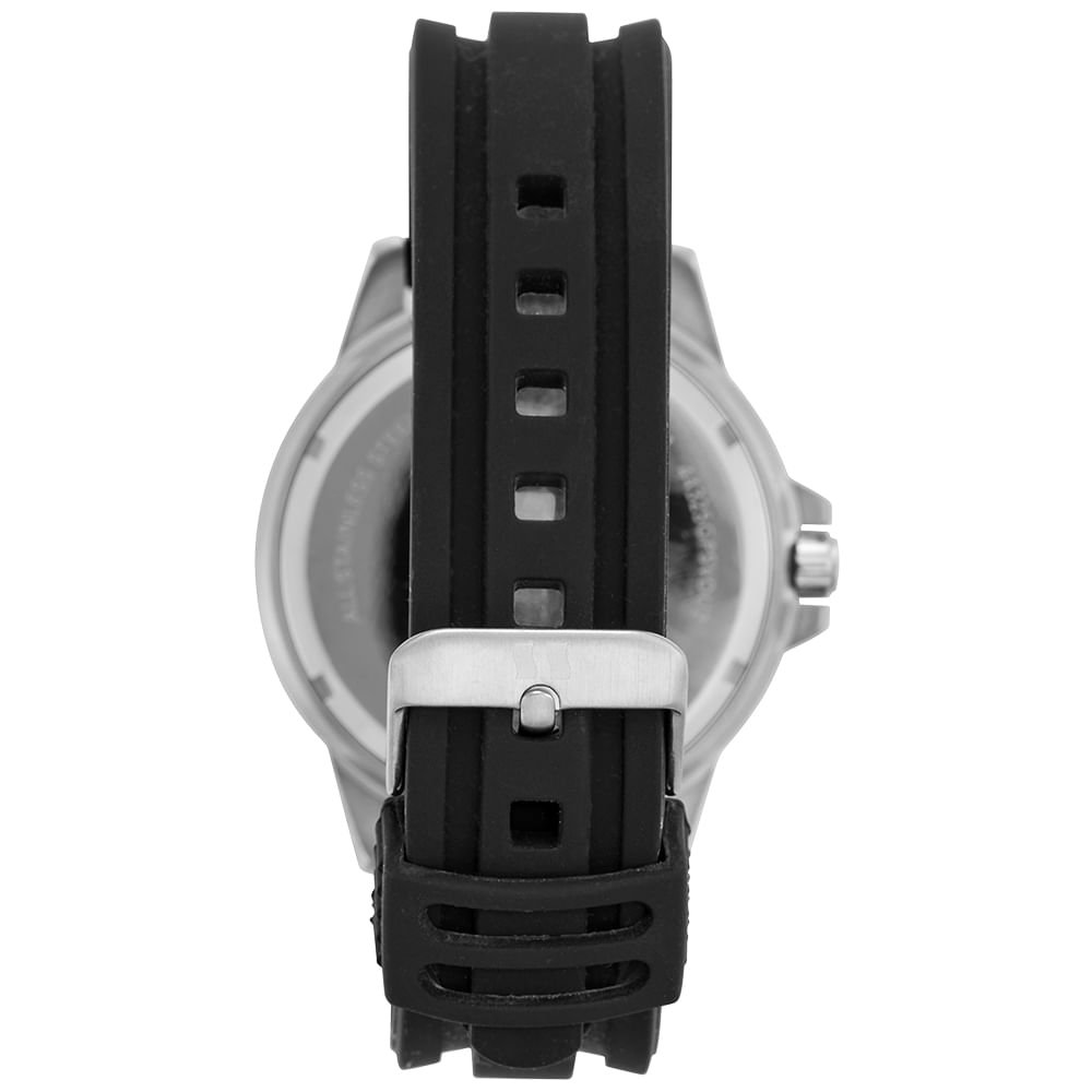 Relógio Masculino Prata Pulseira Silicone e Calendário Prata 3