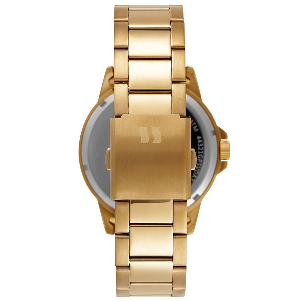 Relógio Masculino Dourado Aço com Calendário Dourado 3