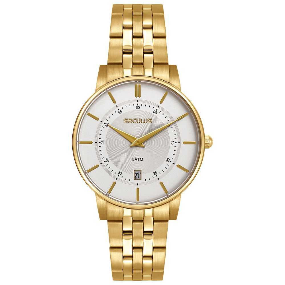Relógio Masculino Dourado Aço Caixa Slim