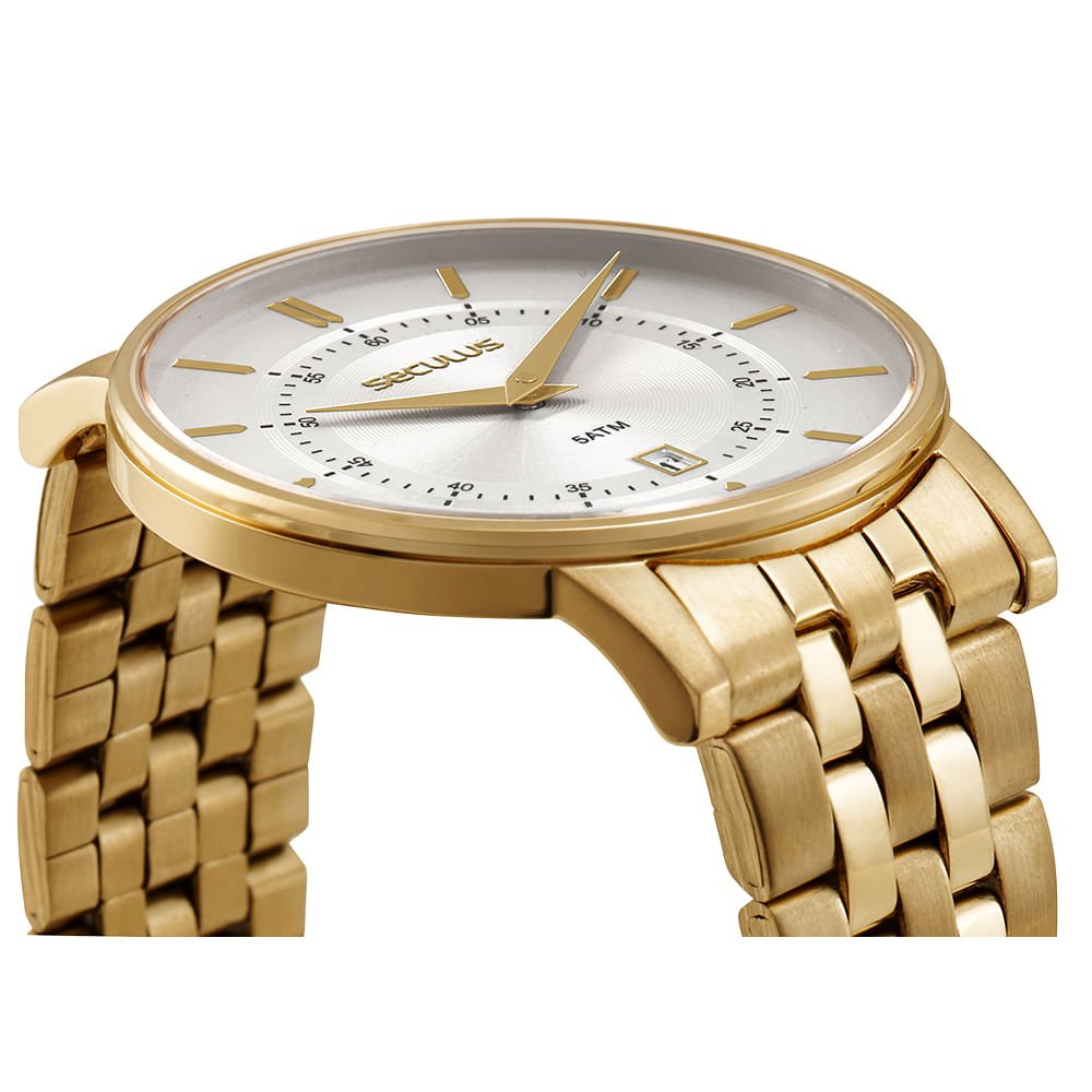 Relógio Masculino Dourado Aço Caixa Slim Dourado 2