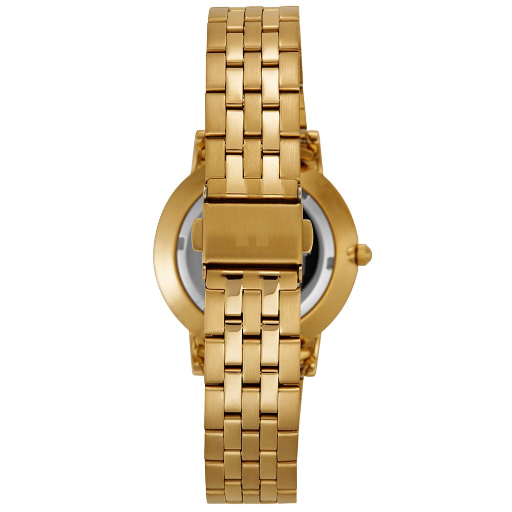 Relógio Masculino Dourado Aço Caixa Slim Dourado 4