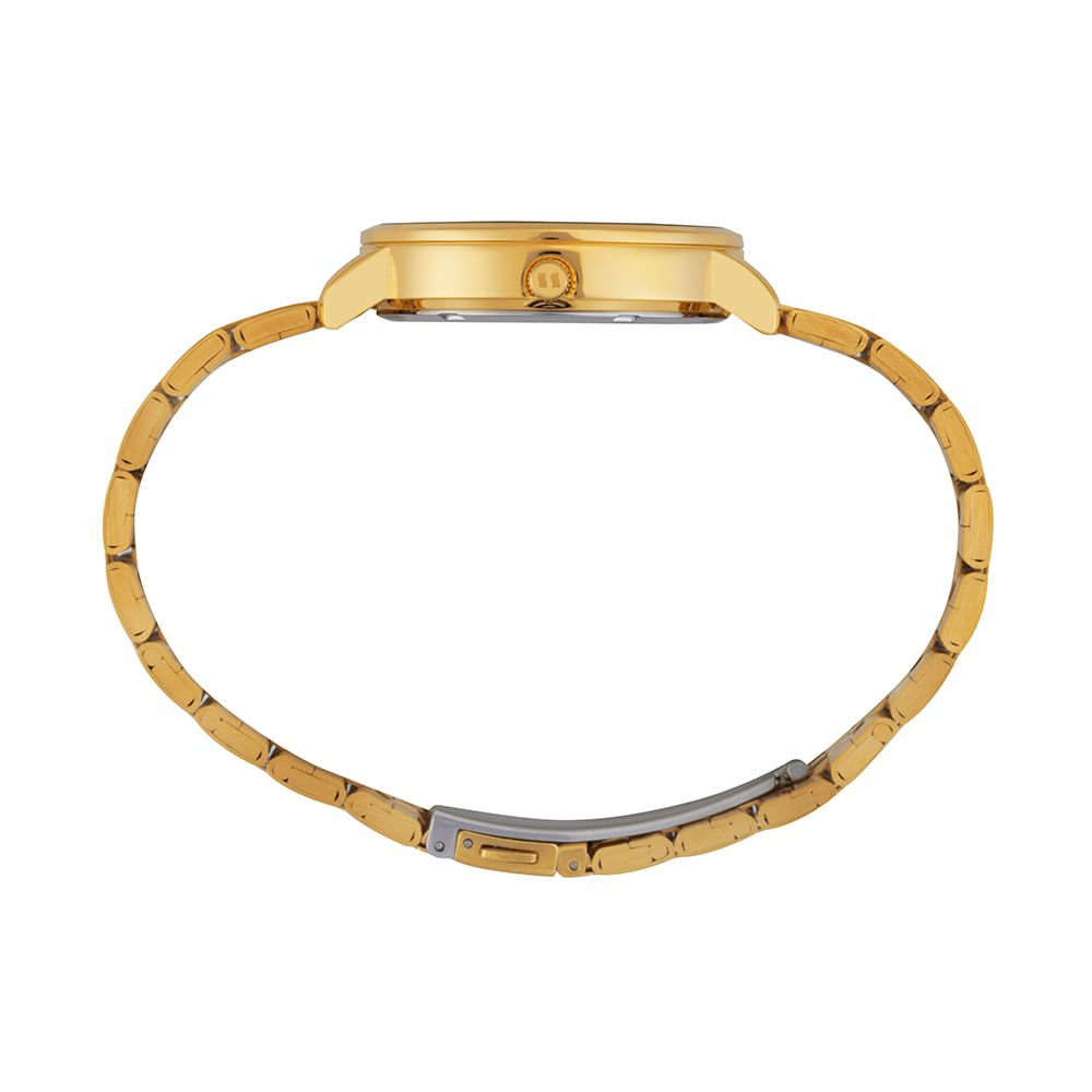 Relógio Feminino Dourado Aço Minimalista com Glitter Dourado 2