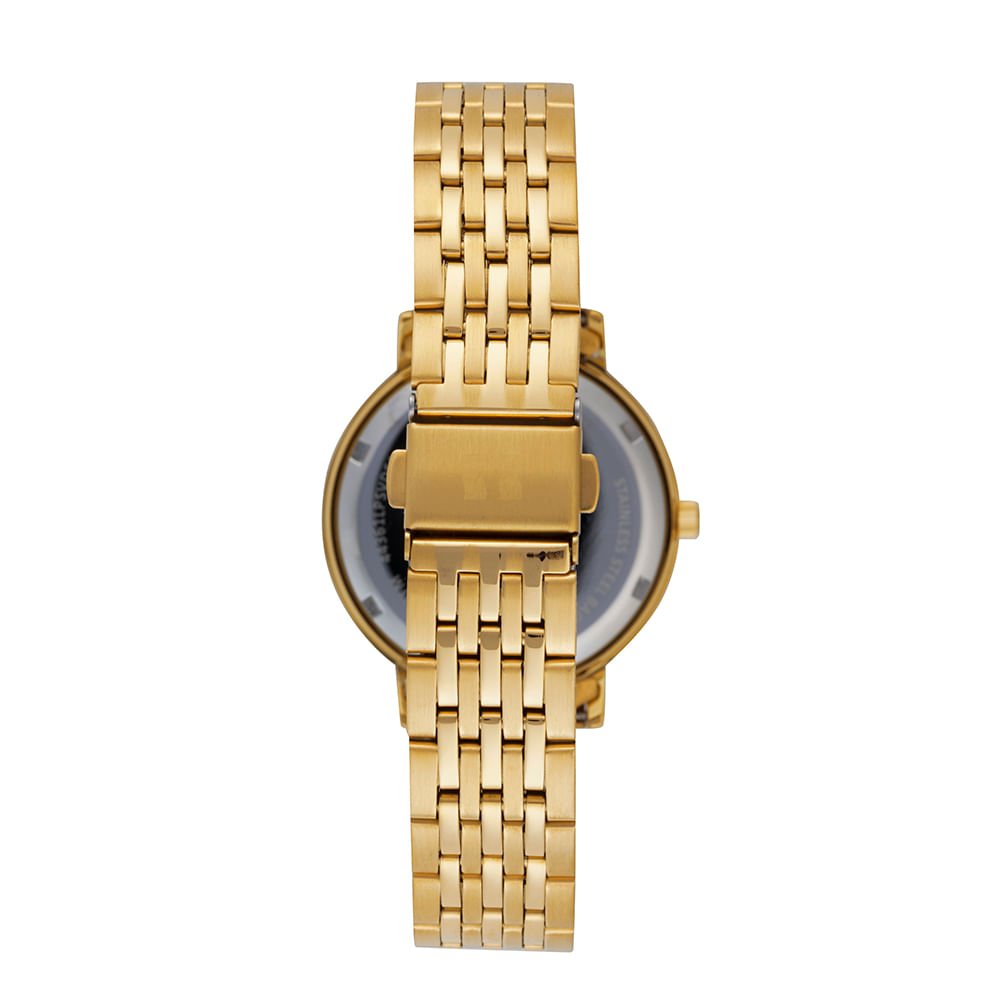 Relógio Feminino Dourado Aço Minimalista com Glitter Dourado 3