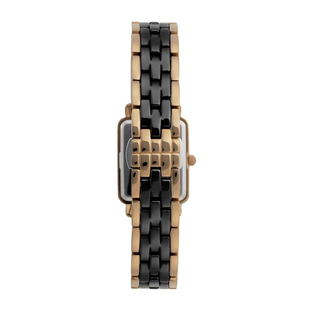 Relógio Feminino Cerâmica Quadrado Preto Dourado Preto/Dourado 3