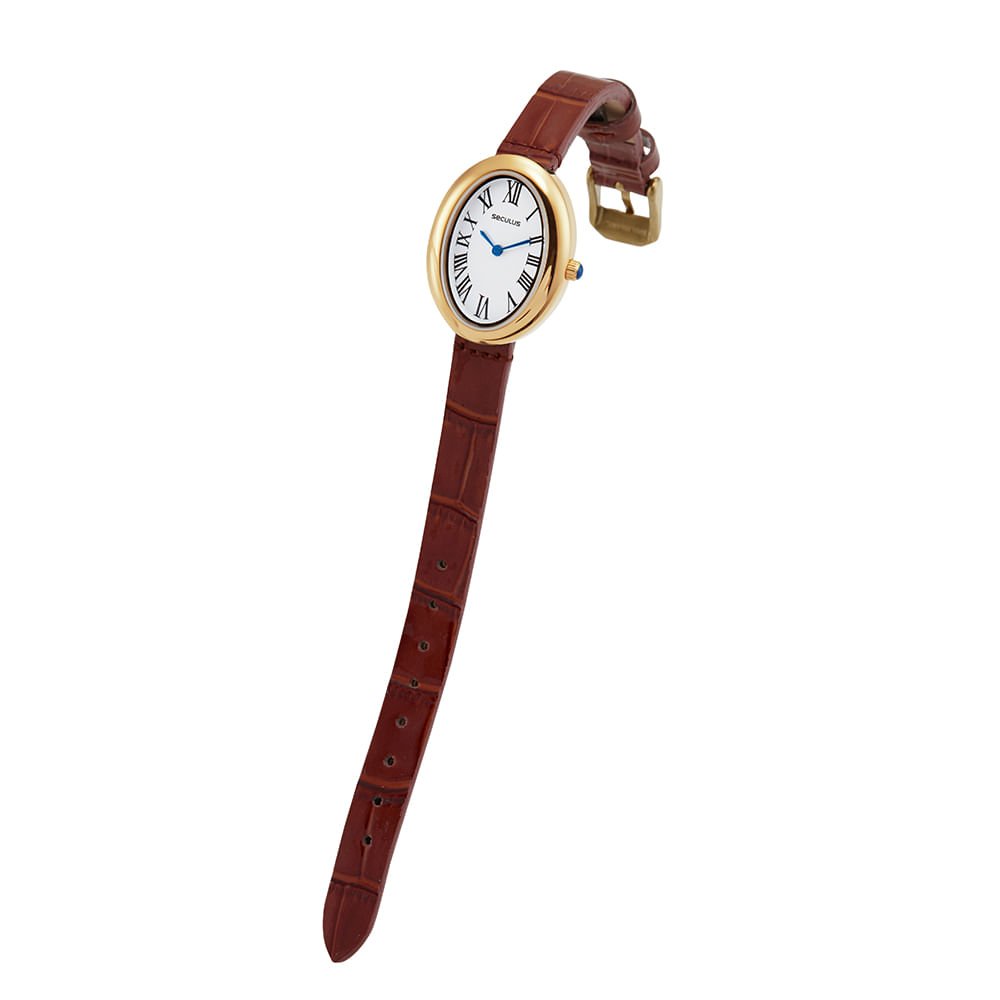 Relógio Feminino Vintage Couro Legítimo Marrom Marrom 2