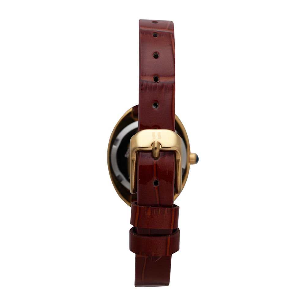 Relógio Feminino Vintage Couro Legítimo Marrom Marrom 4