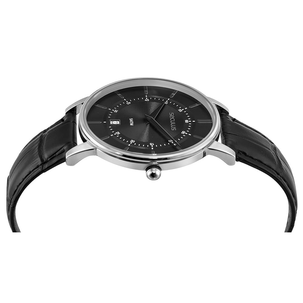 Relógio Masculino Prata Caixa Quadrada Slim Prata/Preto 2