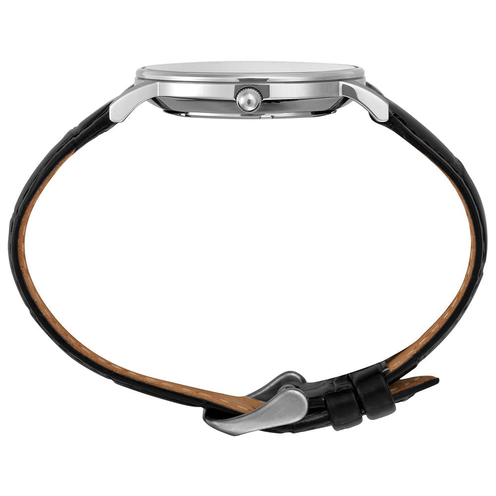 Relógio Masculino Prata Caixa Quadrada Slim Prata/Preto 3
