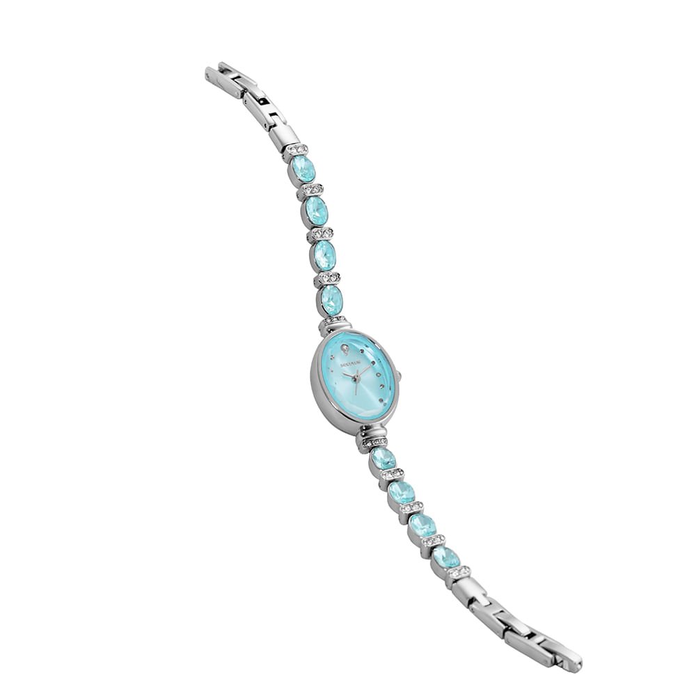 Relógio Feminino Prata com Pedras Cravejadas Azul Prata/Azul 2