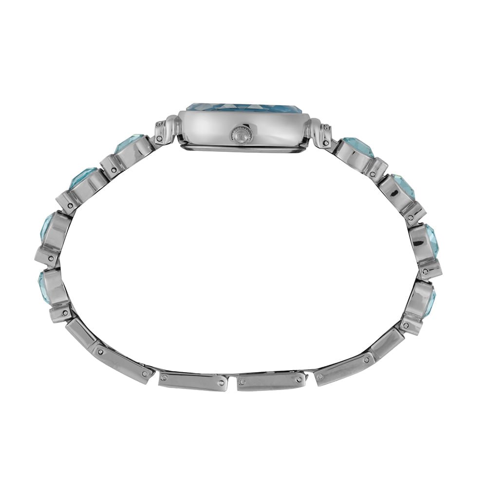 Relógio Feminino Prata com Pedras Cravejadas Azul Prata/Azul 3