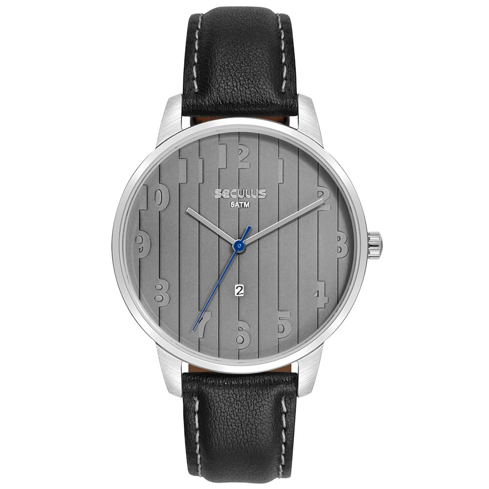 Kit Relógio Masculino Prata Couro e Pulseira em Aço Prata 2