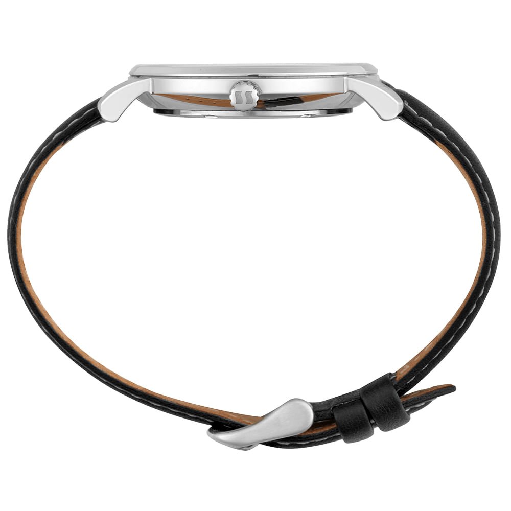Kit Relógio Masculino Prata Couro e Pulseira em Aço Prata 3