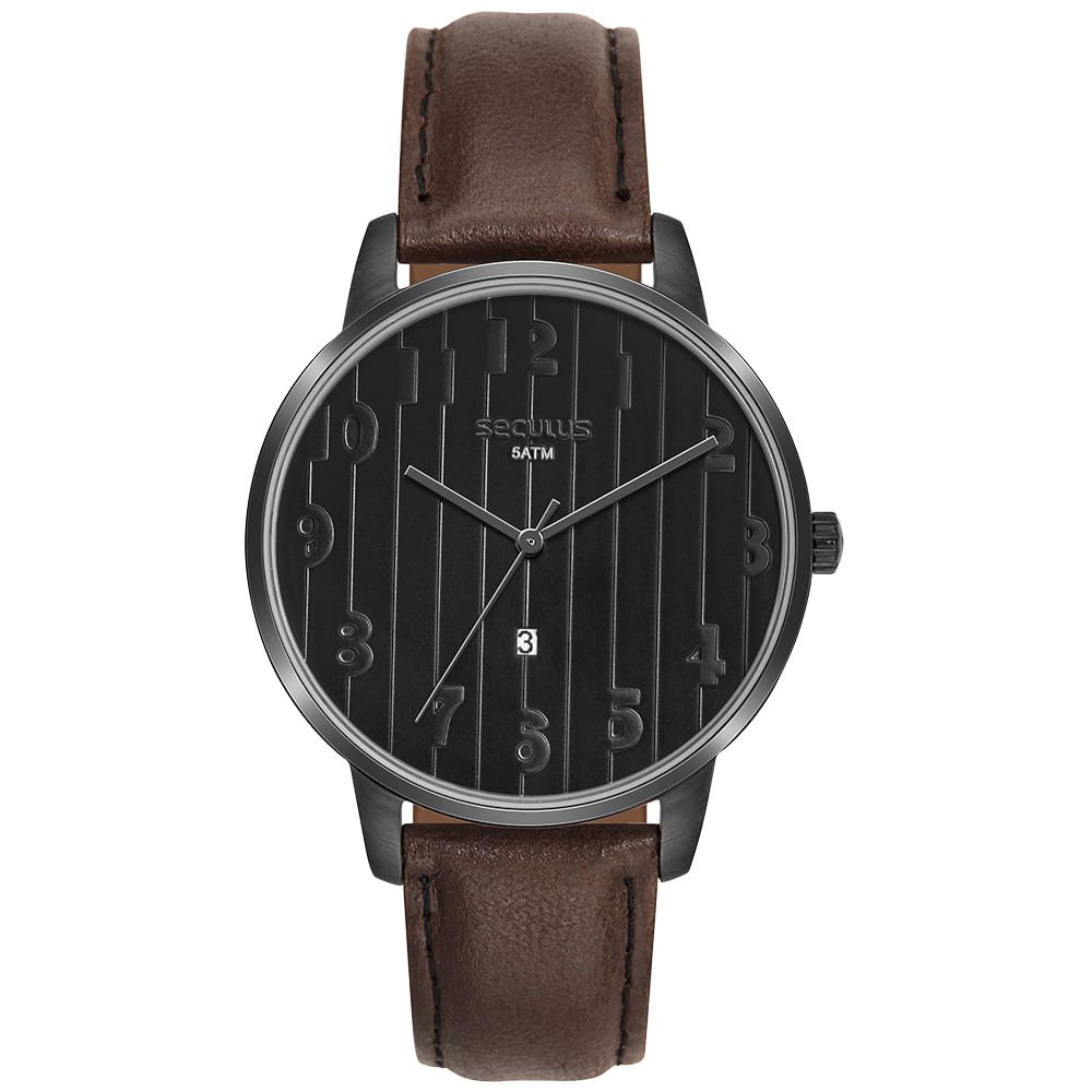 Kit Relógio Masculino Preto com Couro e Pulseira em Aço Preto 2