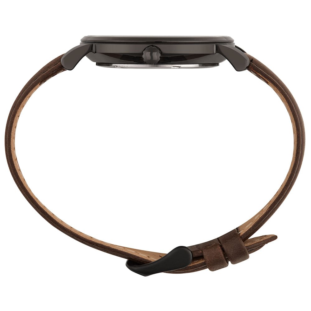 Kit Relógio Masculino Preto com Couro e Pulseira em Aço Preto 3