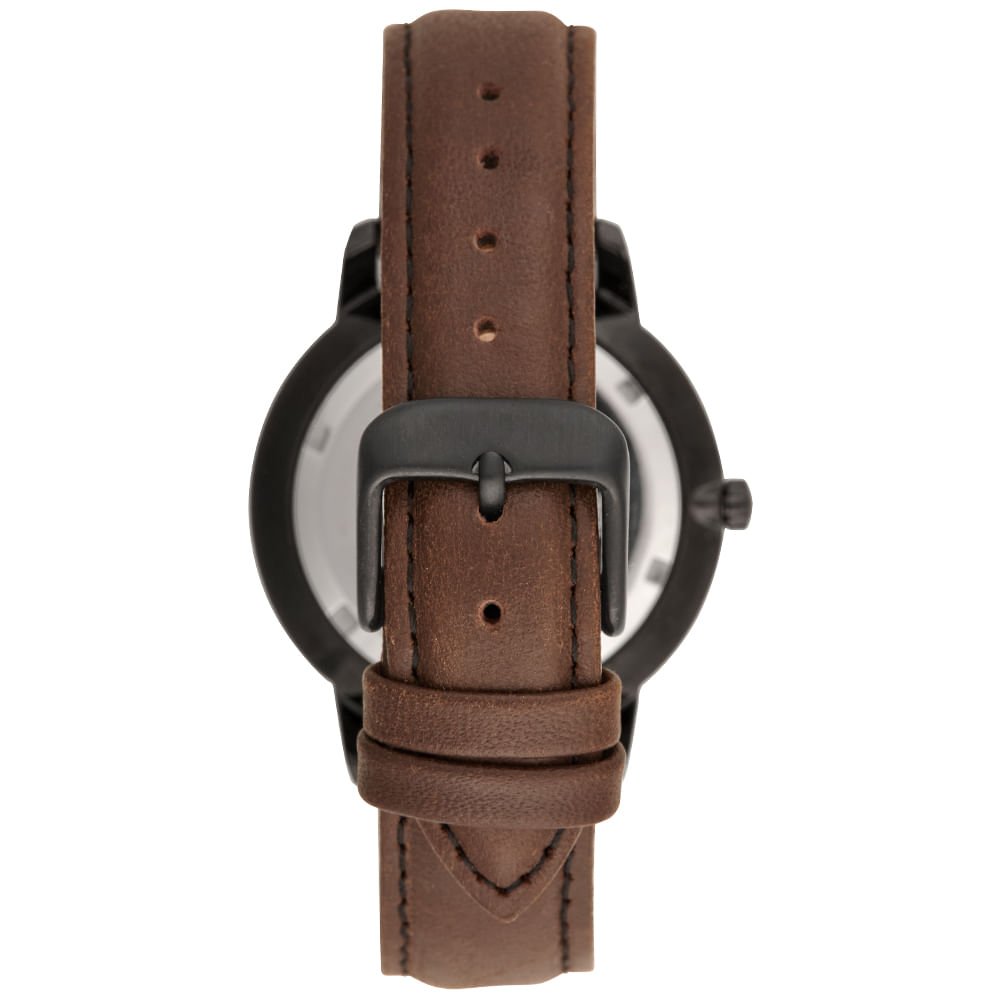 Kit Relógio Masculino Preto com Couro e Pulseira em Aço Preto 4