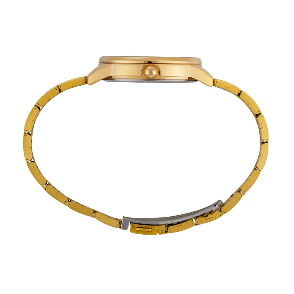 Relógio Feminino Com Aro em Pedras Dourado Dourado 2