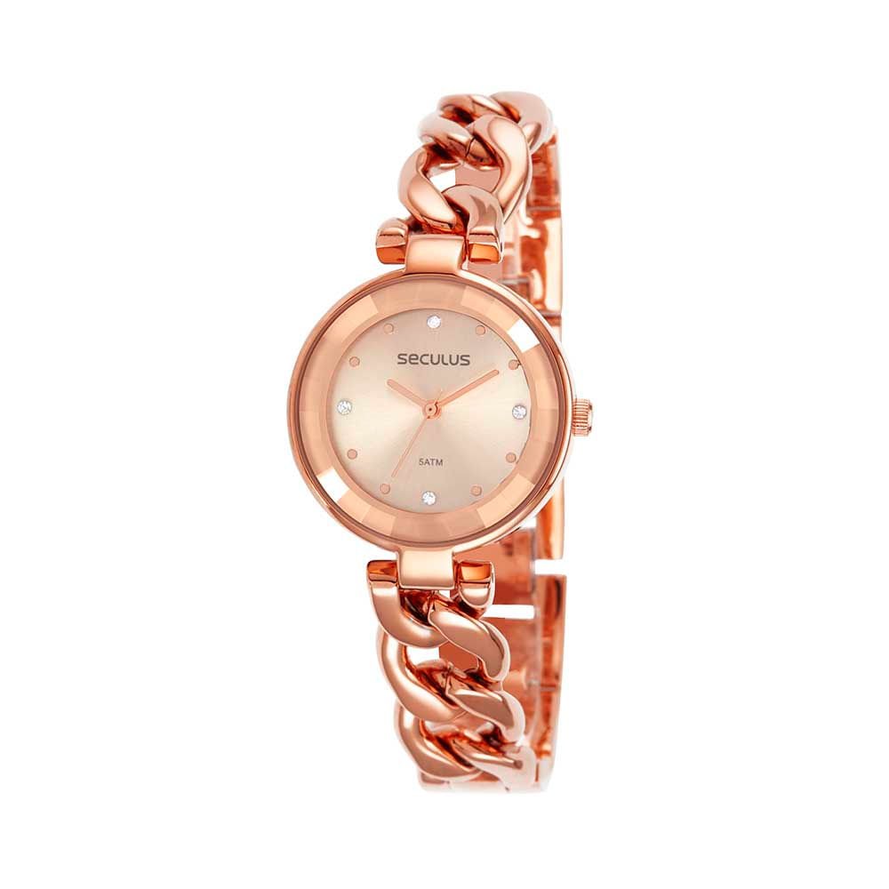 Relógio Feminino Bracelete Cristais Rosé Rosa 1
