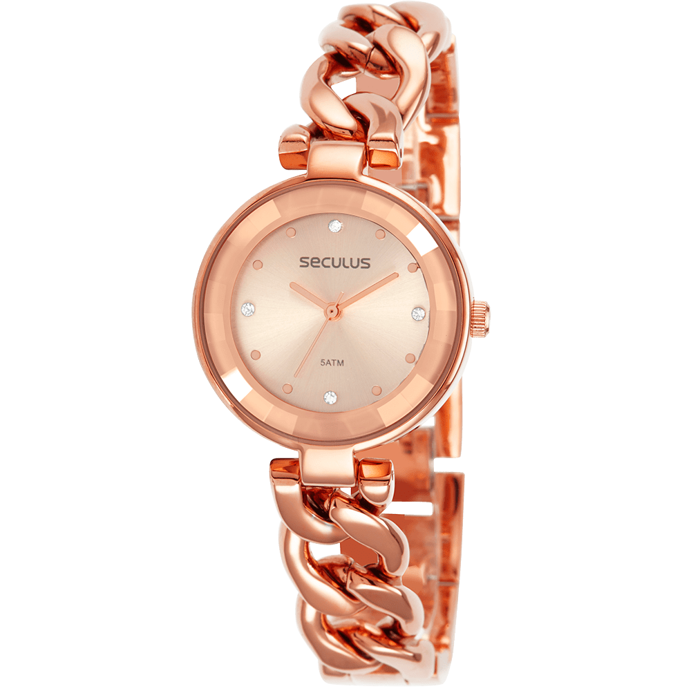 Relógio Feminino Bracelete Cristais Rosé