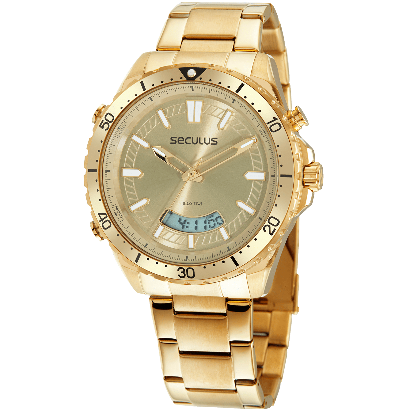 Relógio Masculino Anadigi Esportivo Dourado Dourado 1