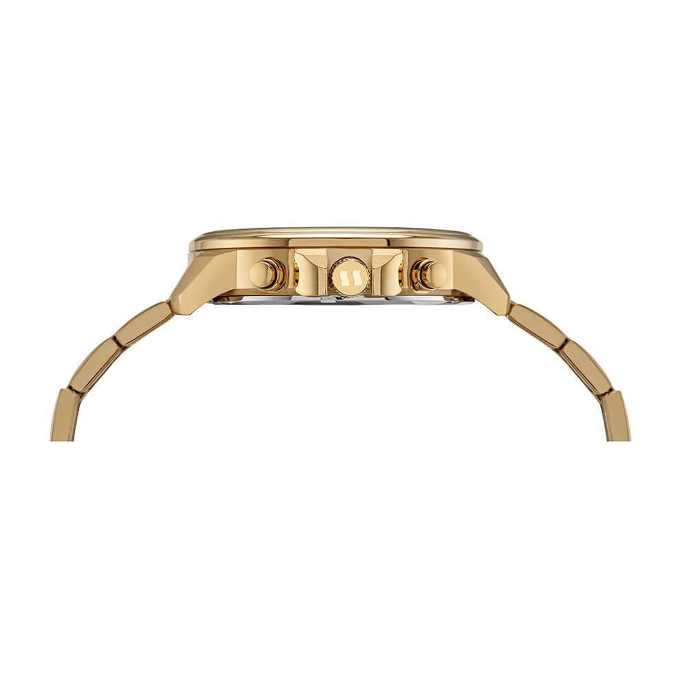 Relógio Masculino Cronógrafo 3D Dourado Dourado 4