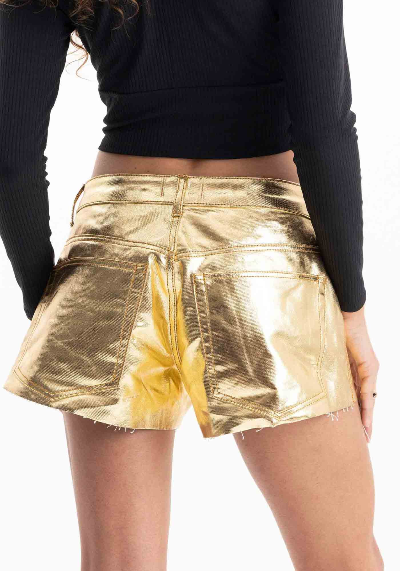 Short Jeans Relaxed High Dourado