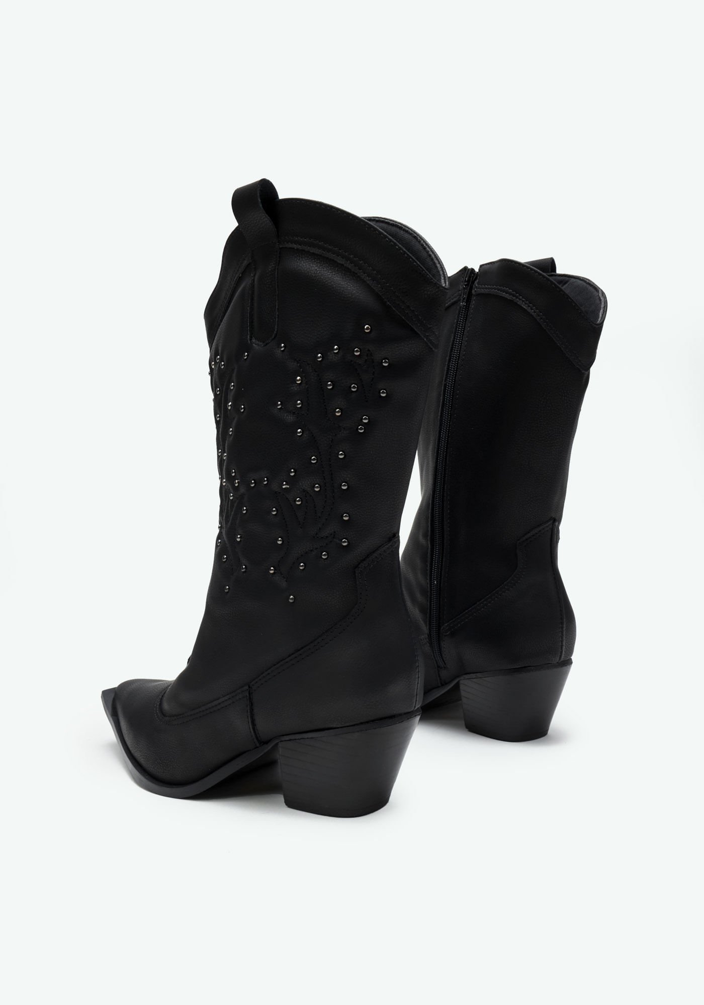 Bota Western Cano Curto Salto Grosso Tac Preto Preto 4