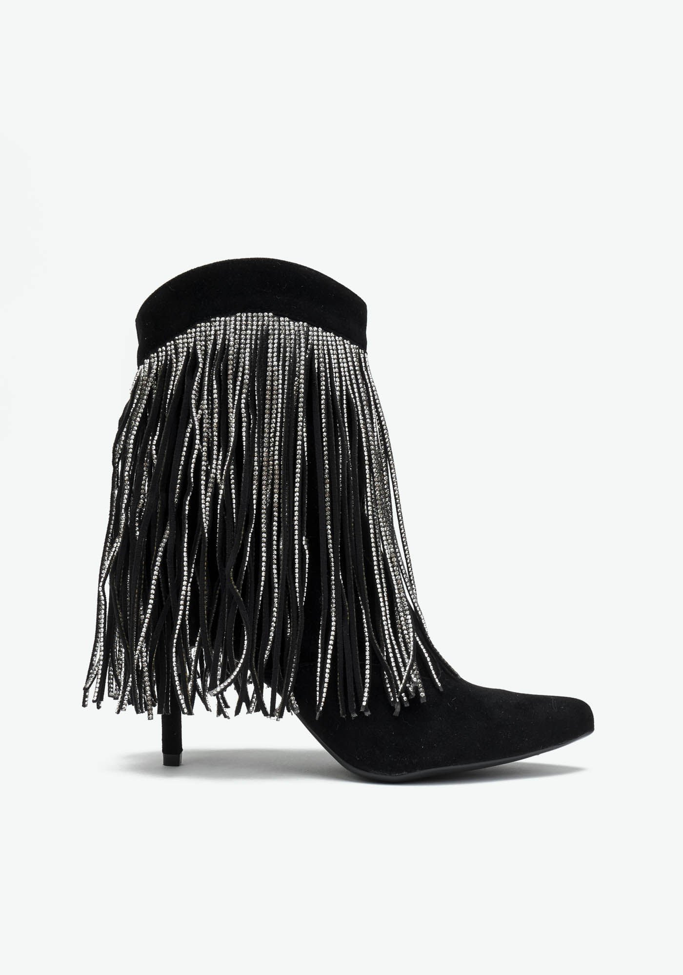 Bota Cano Curto Salto Fino Franjas Preto 3