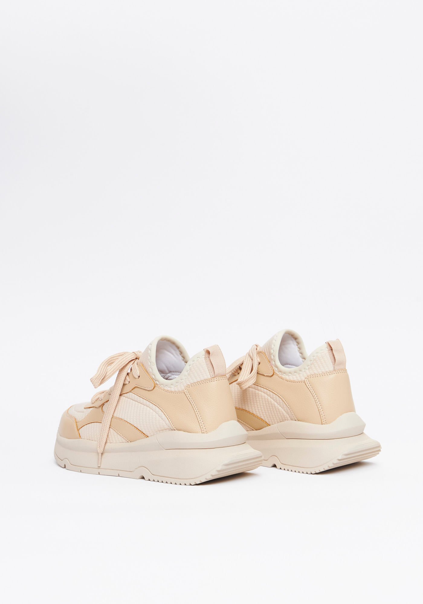 Tenis Knit com Recortes Bege 4