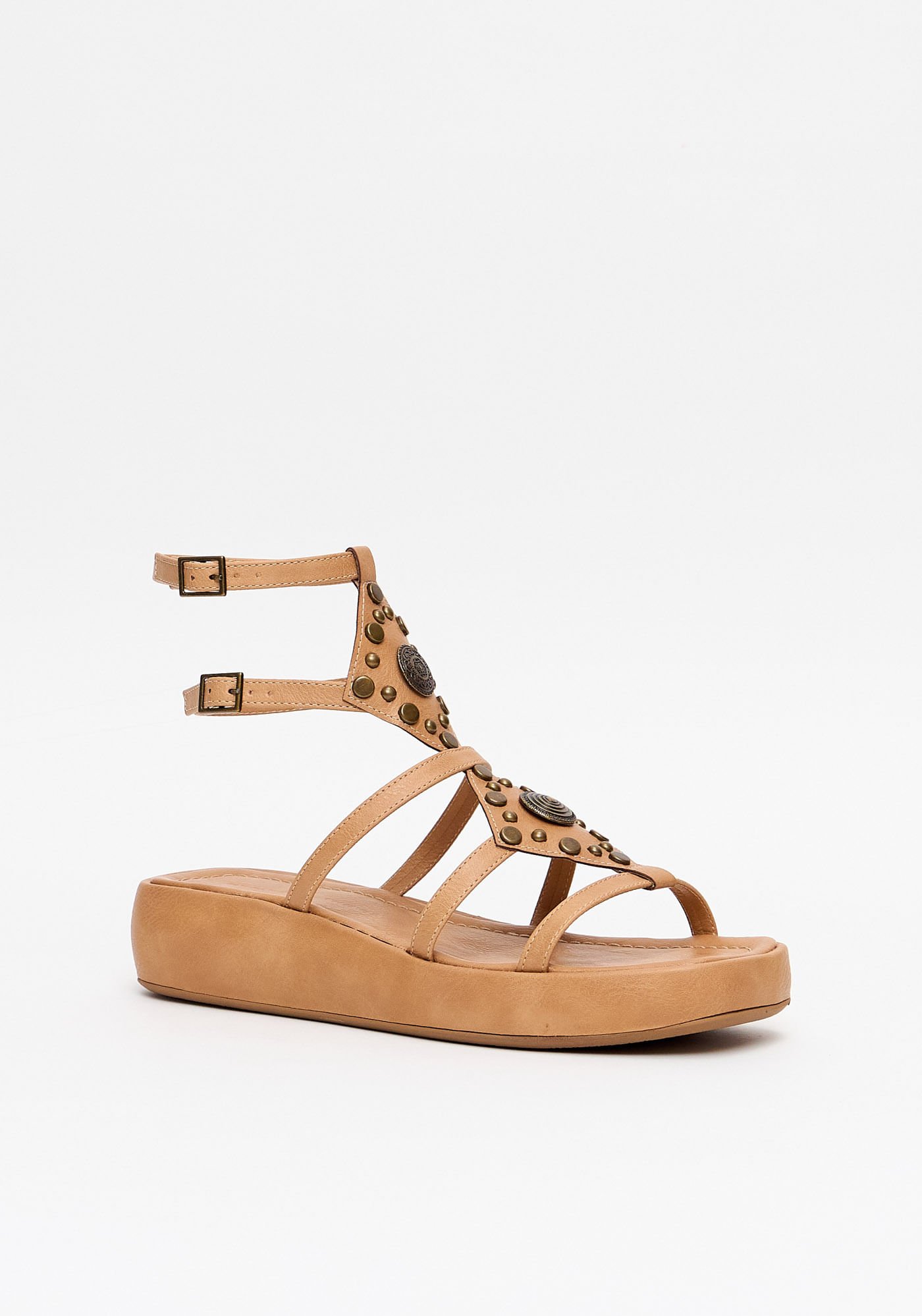 Sandália Flatform com Tiras Bege 2