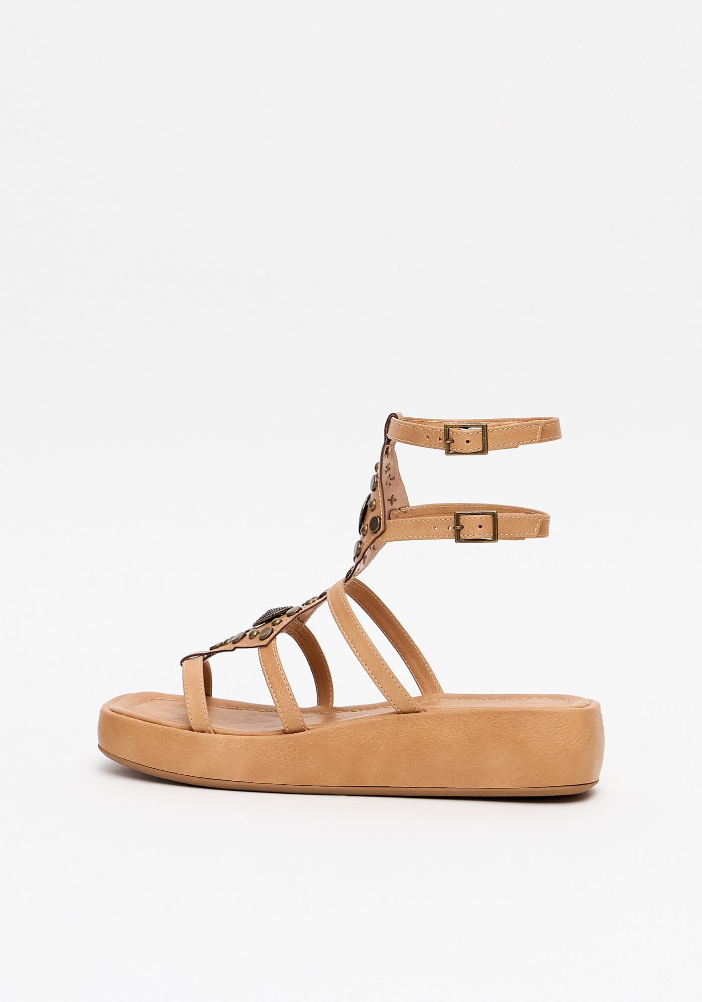 Sandália Flatform com Tiras Bege 4