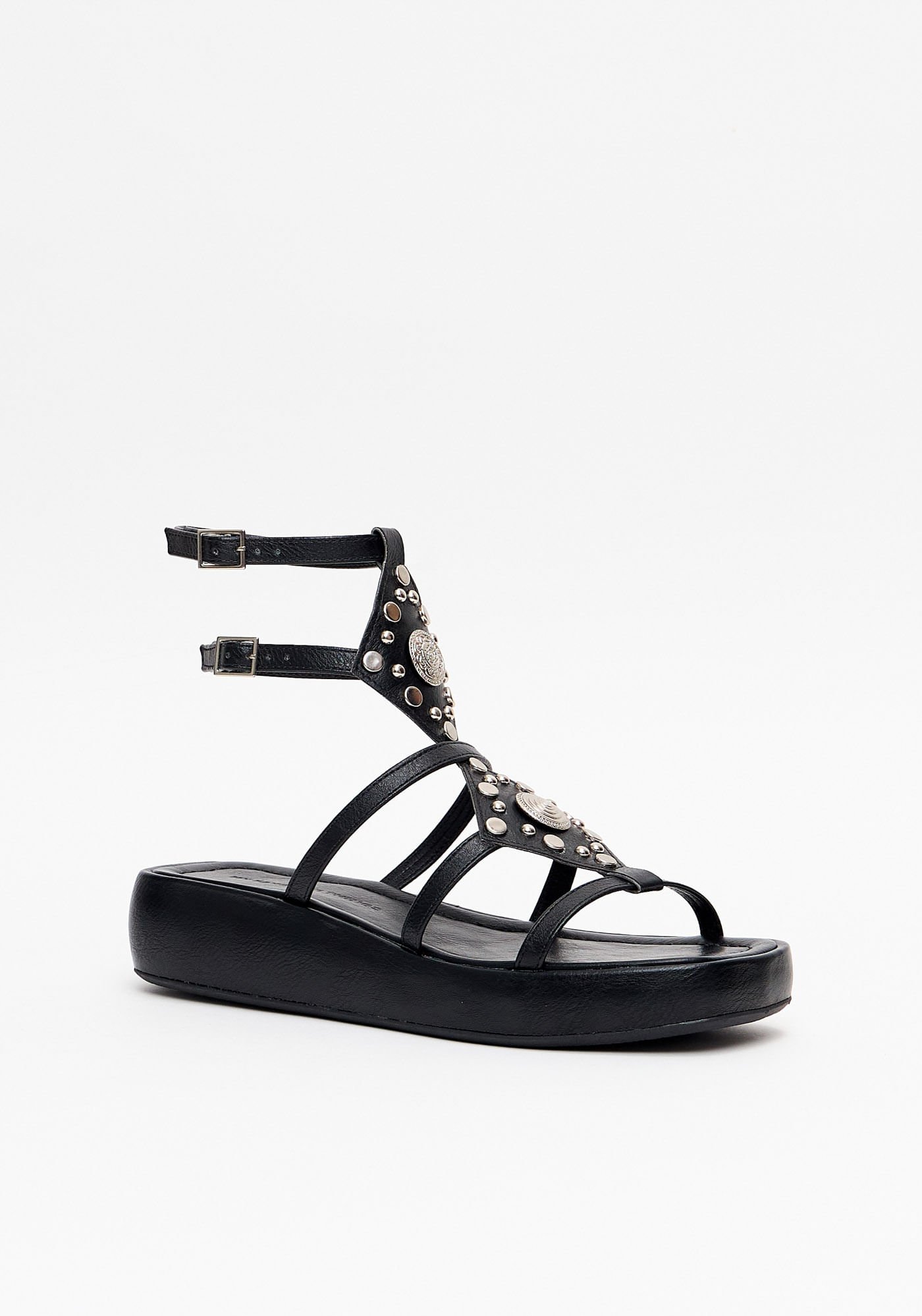 Sandália Flatform com Tiras Preto 2