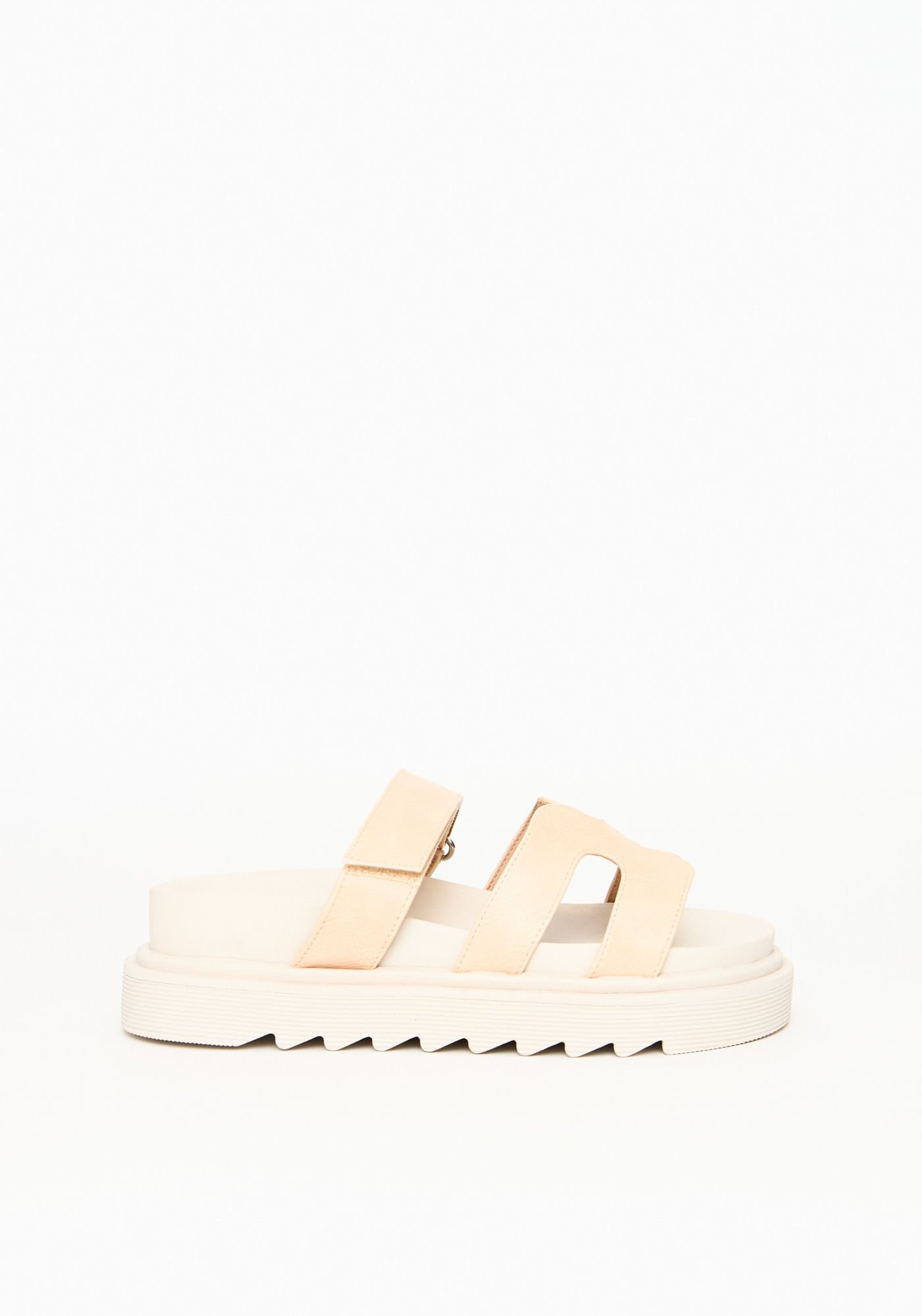 Sandália Flatform Com Tiras Bege 1