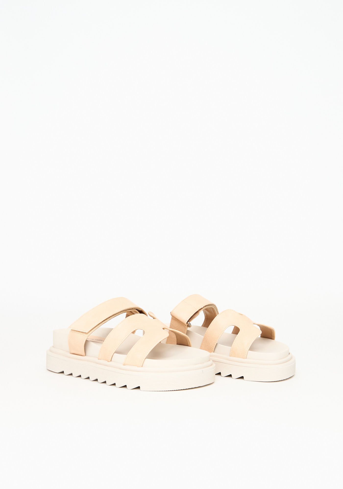 Sandália Flatform Com Tiras Bege 2