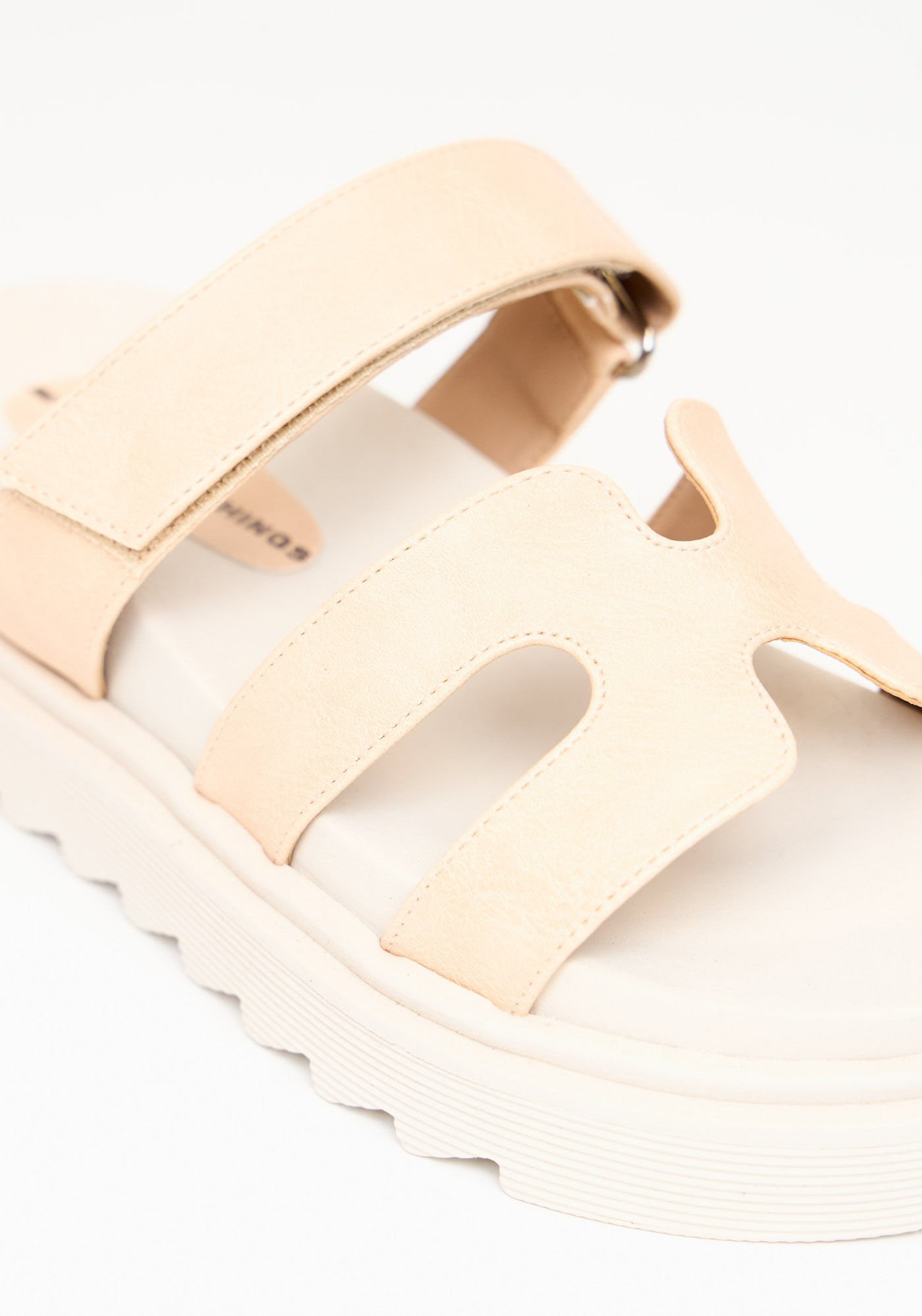 Sandália Flatform Com Tiras Bege 3