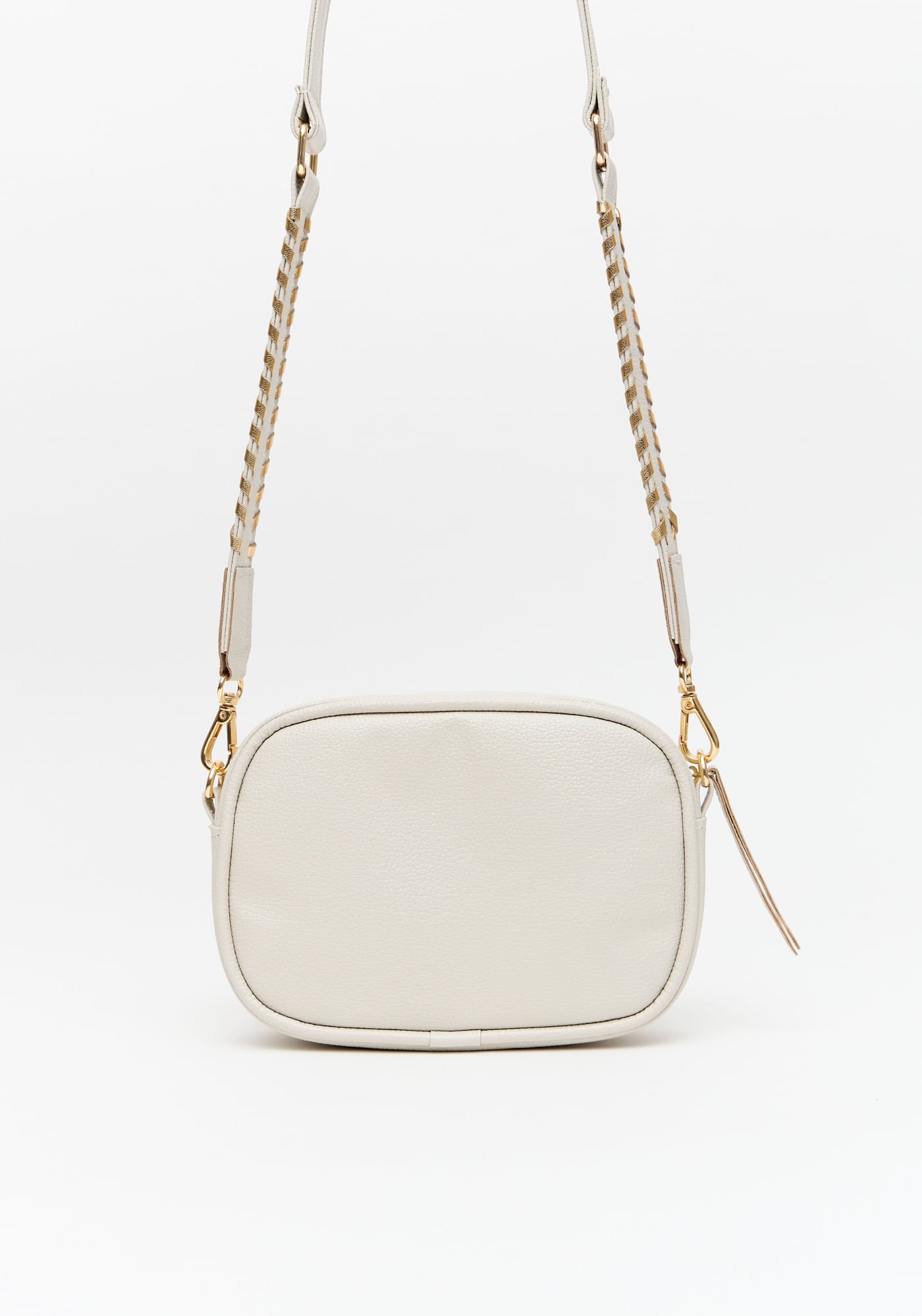 Bolsa Crossbody Com Alça Tramada Off White 5