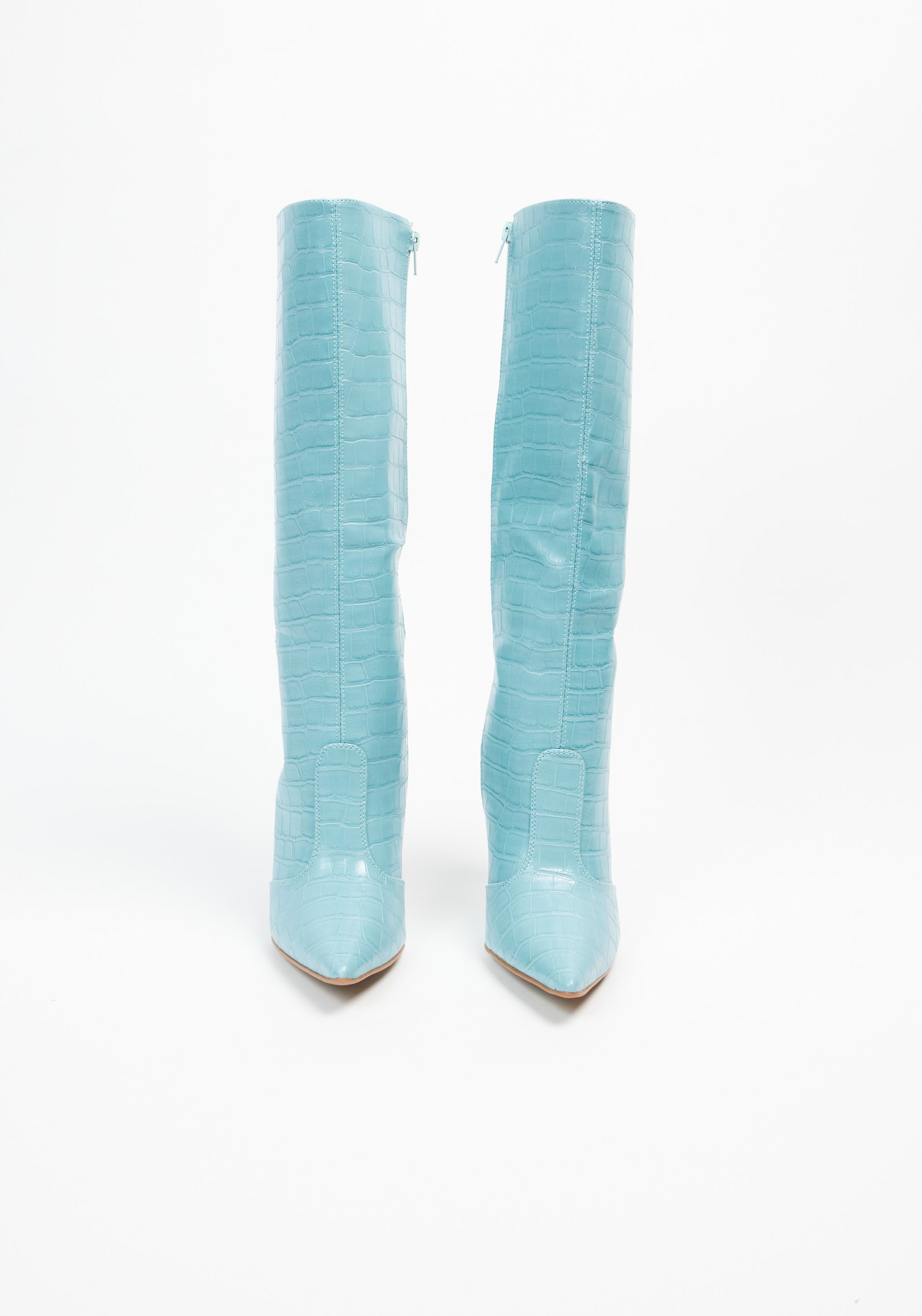 Bota Bico Fino Croco Azul Azul 1