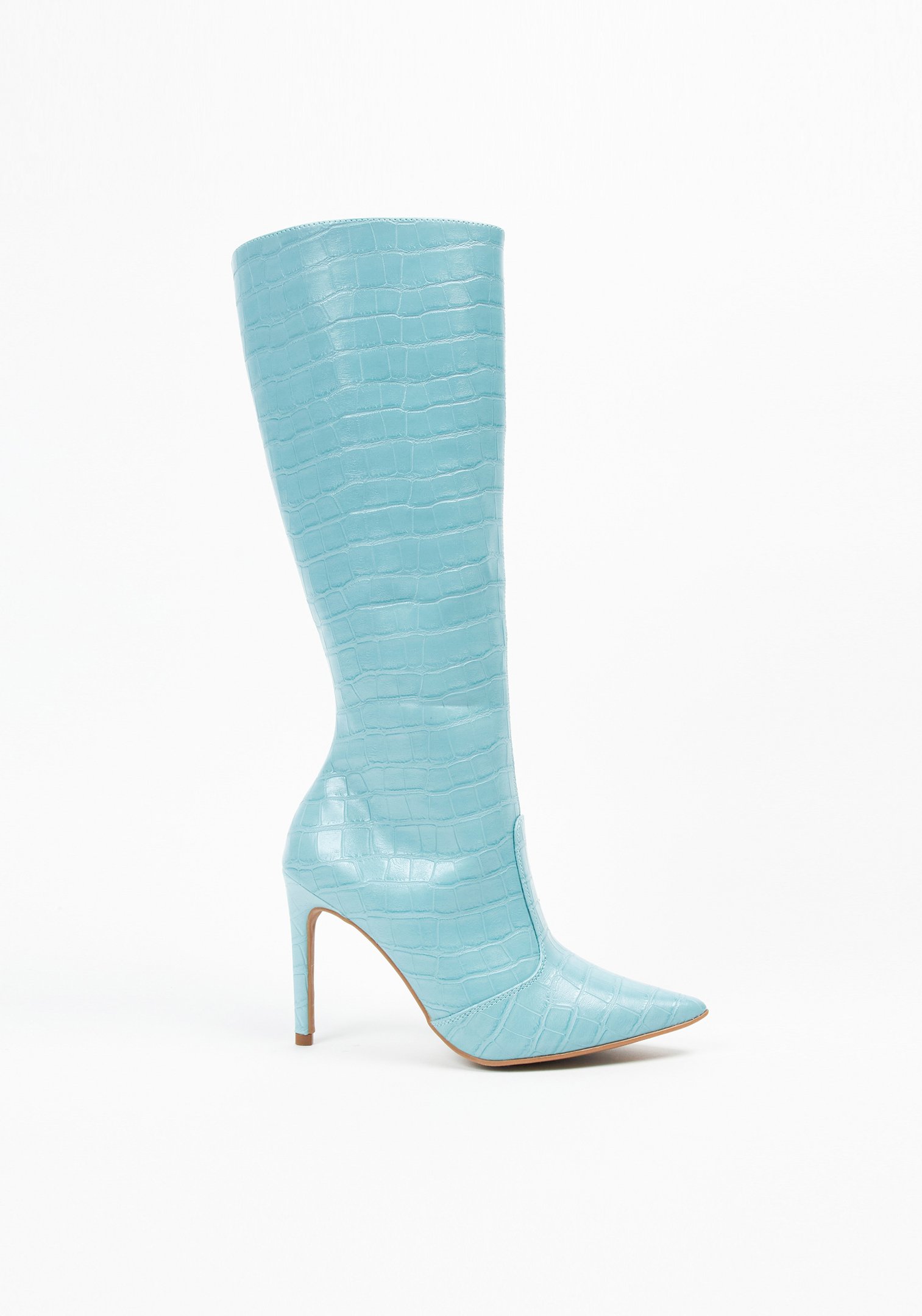 Bota Bico Fino Croco Azul Azul 2