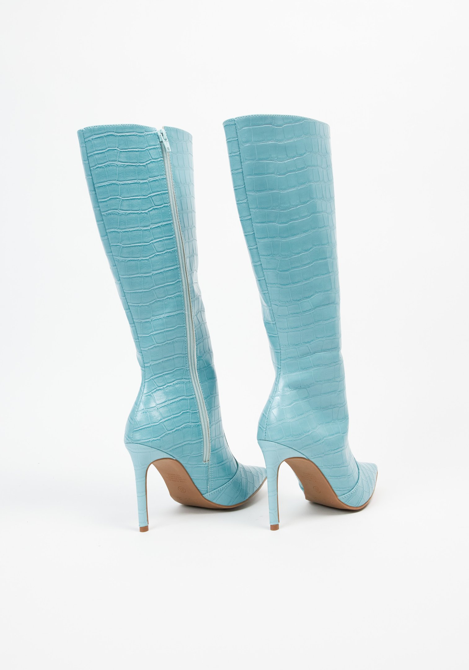 Bota Bico Fino Croco Azul Azul 3