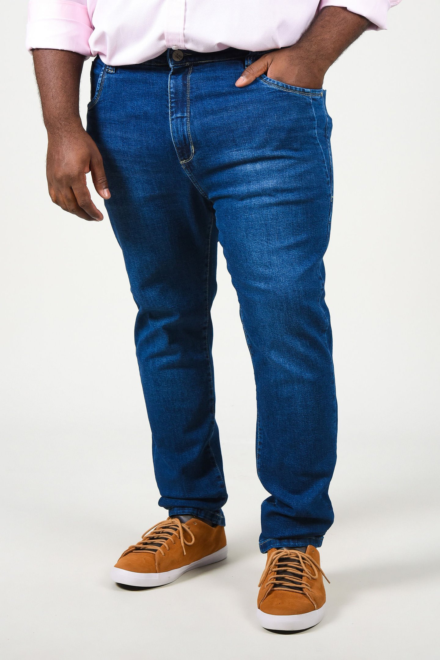 Calça skinny jeans com elastano plus size jeans blue