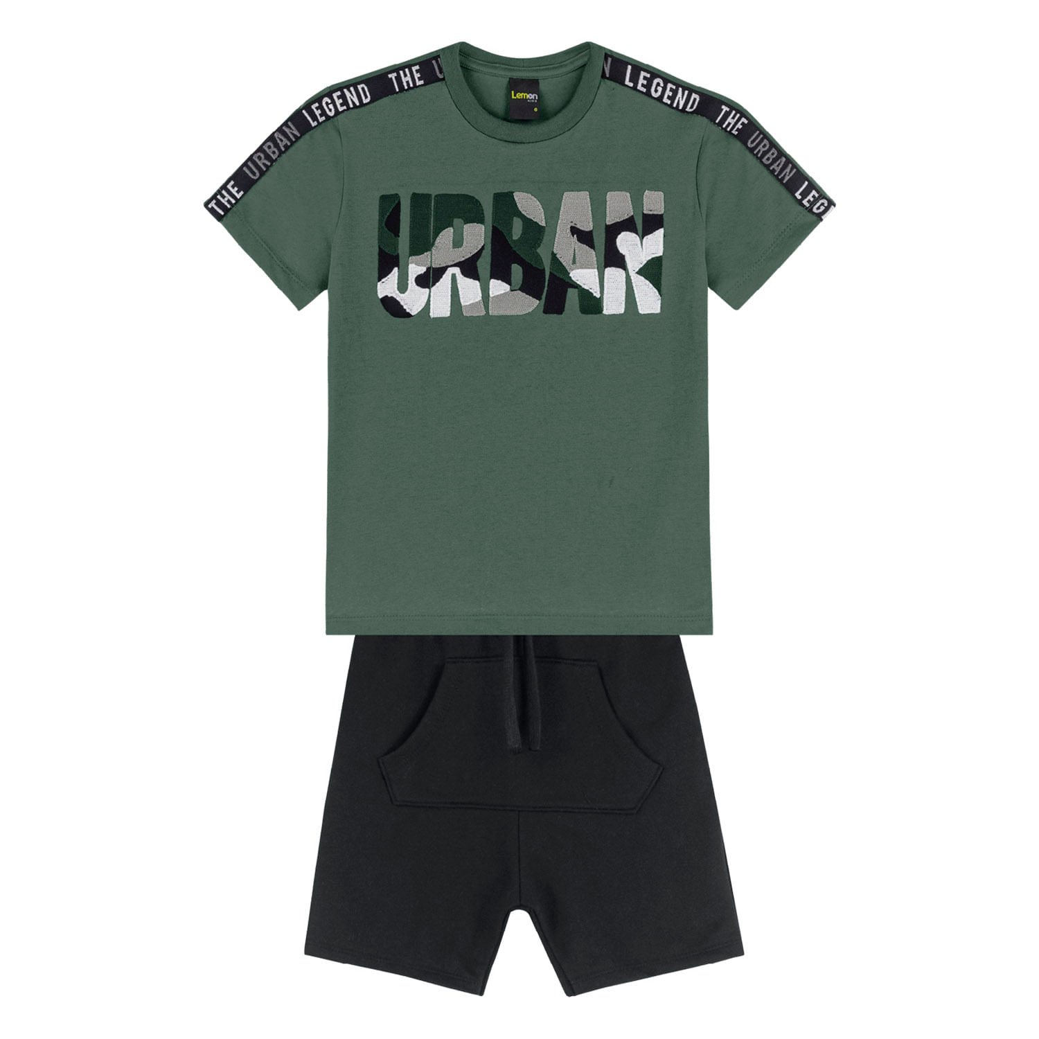 Conjunto Infantil Masculino Camiseta + Bermuda Lemon Kids