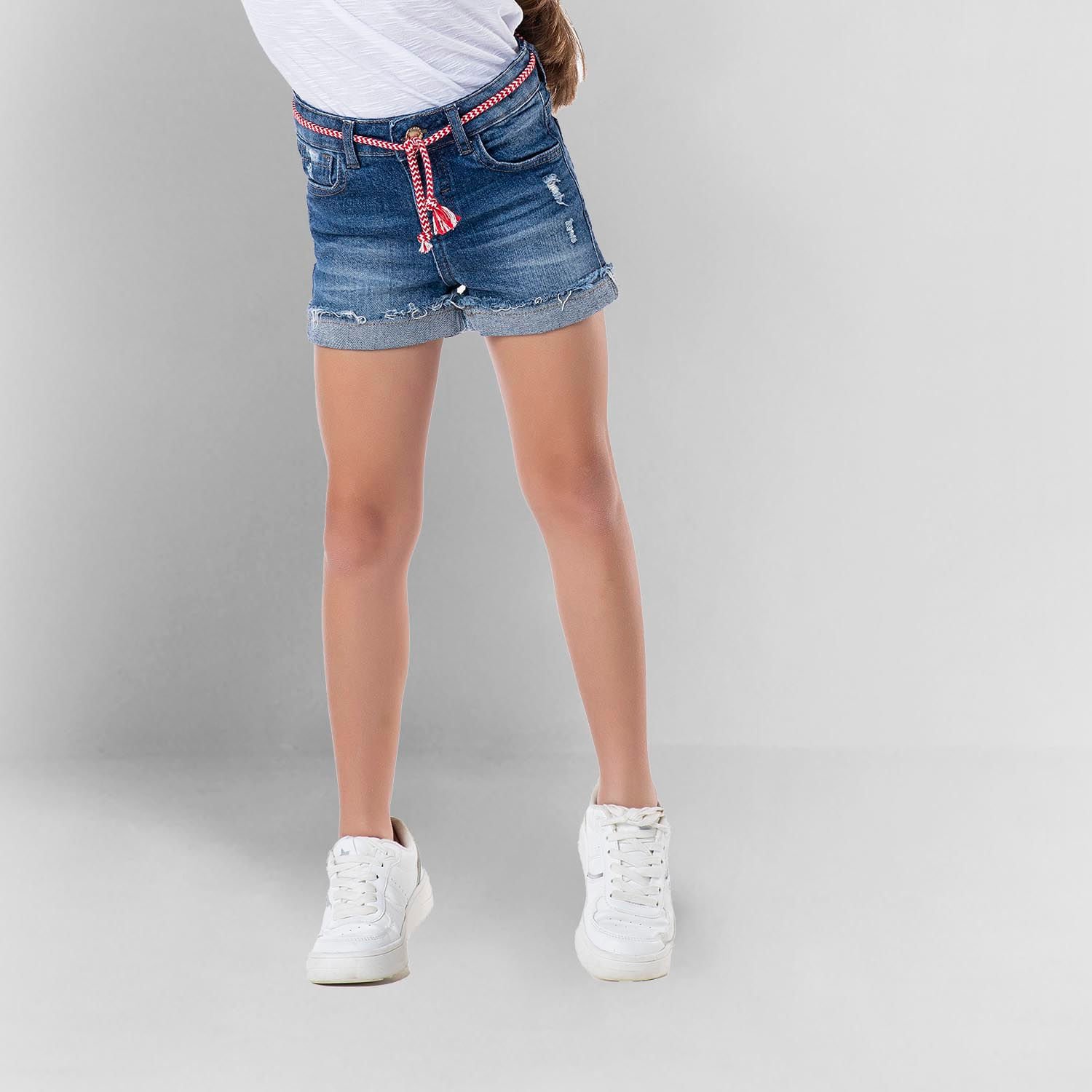 Short Jeans Infantil Colorful Childhood - Pacote Com 2 Peças, Modelo Harém