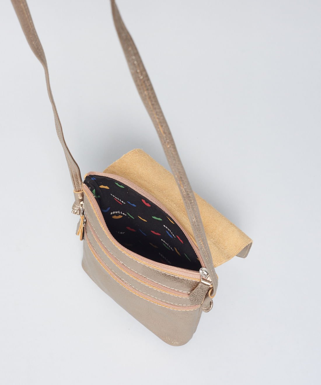 Bolsinha Duo Zip - Metalizado Dourado 4