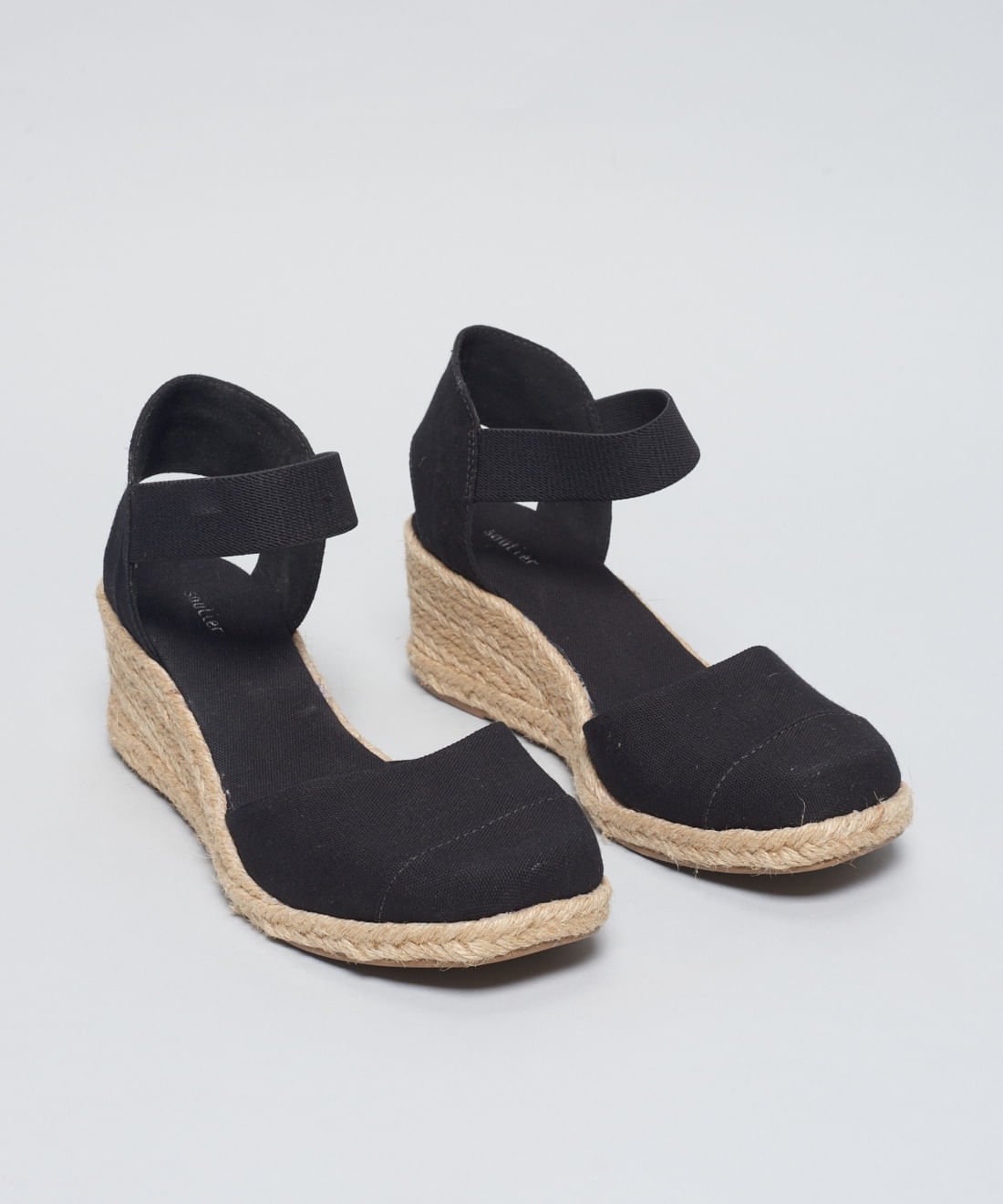 Anabela Fechada Elastico - Preto Preto 2