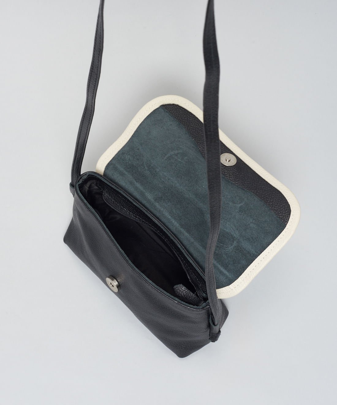 Bolsa p Couro Viés - Preto Preto 3