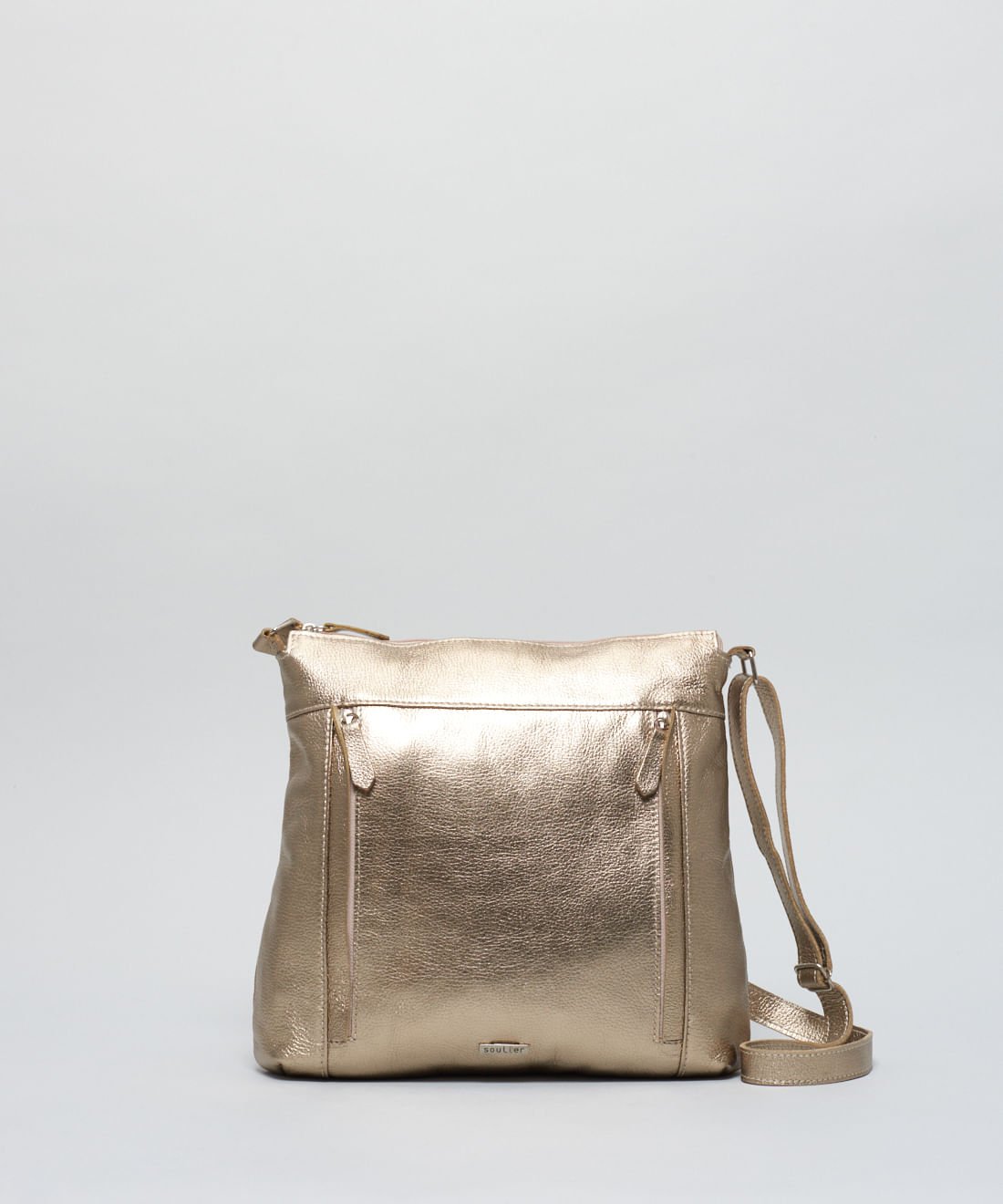 Bolsa m Couro Natália - Prata Velho