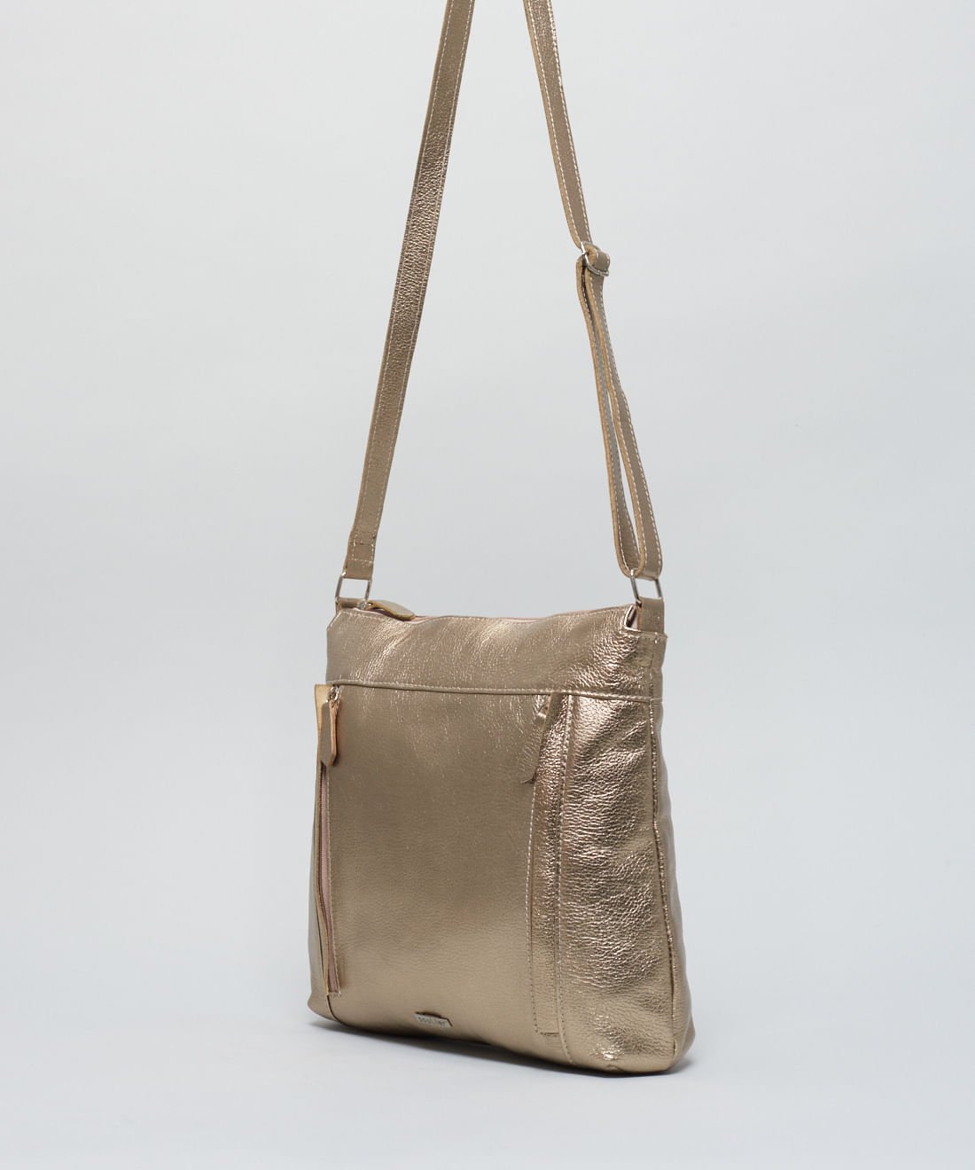 Bolsa m Couro Natália - Prata Velho Dourado 2