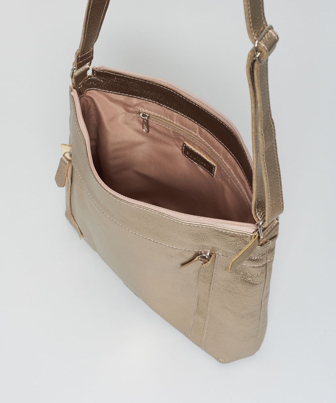 Bolsa m Couro Natália - Prata Velho Dourado 3