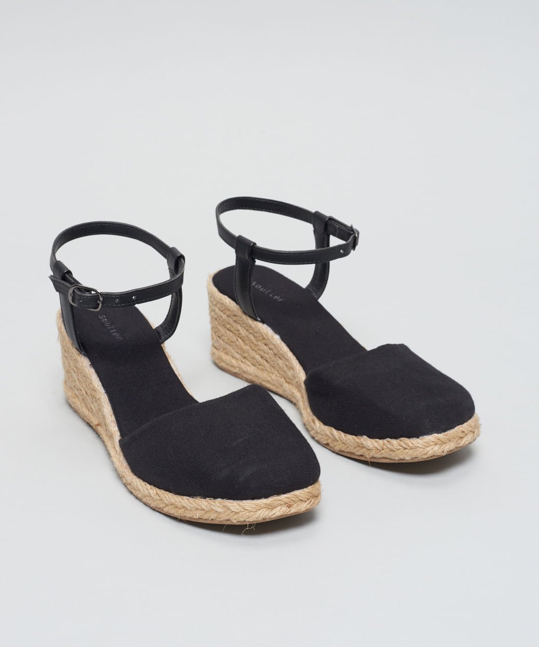 Anabela Fechada Lona - Preto Preto 2